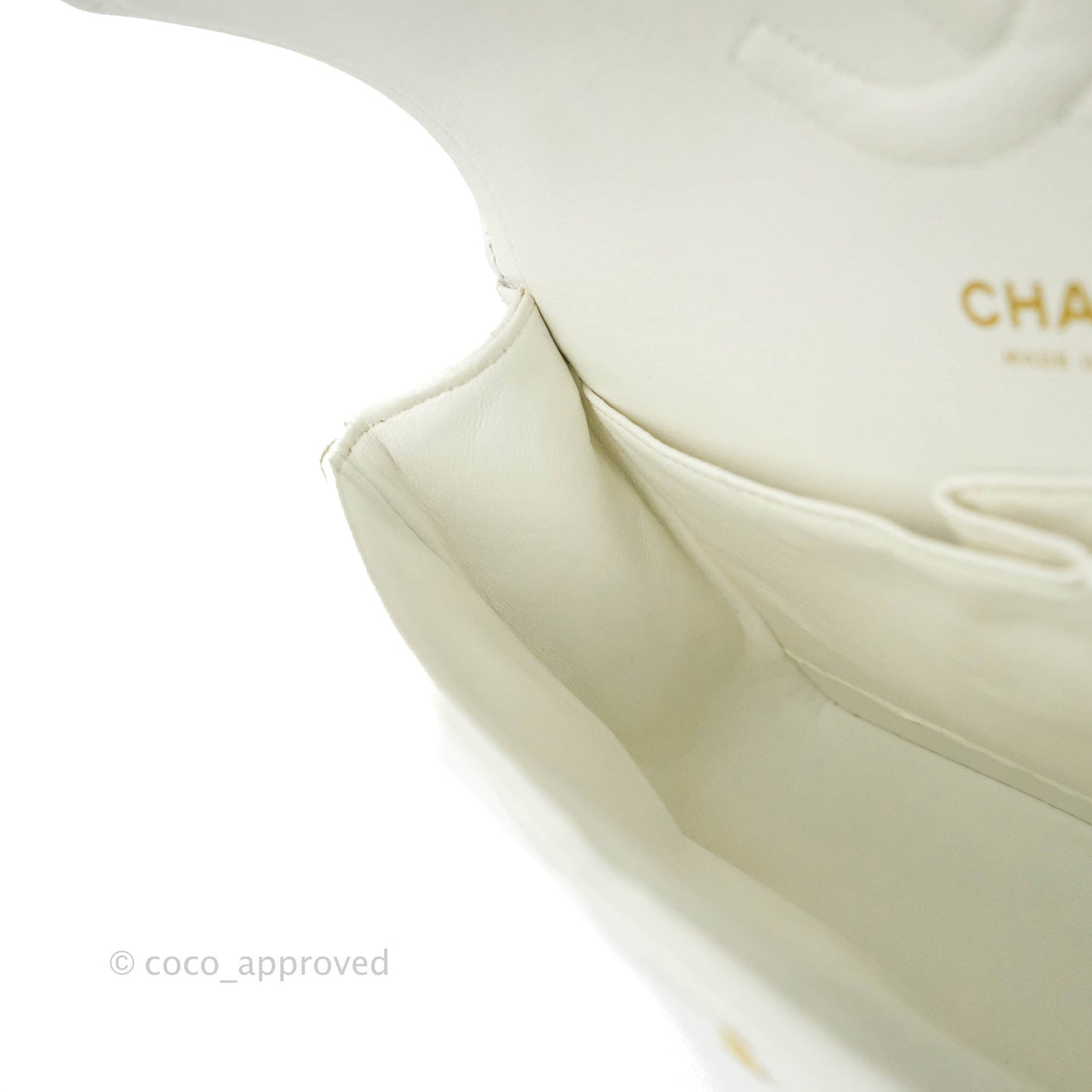 Chanel Quilted M/L Medium Double Flap White Caviar Gold Hardware
