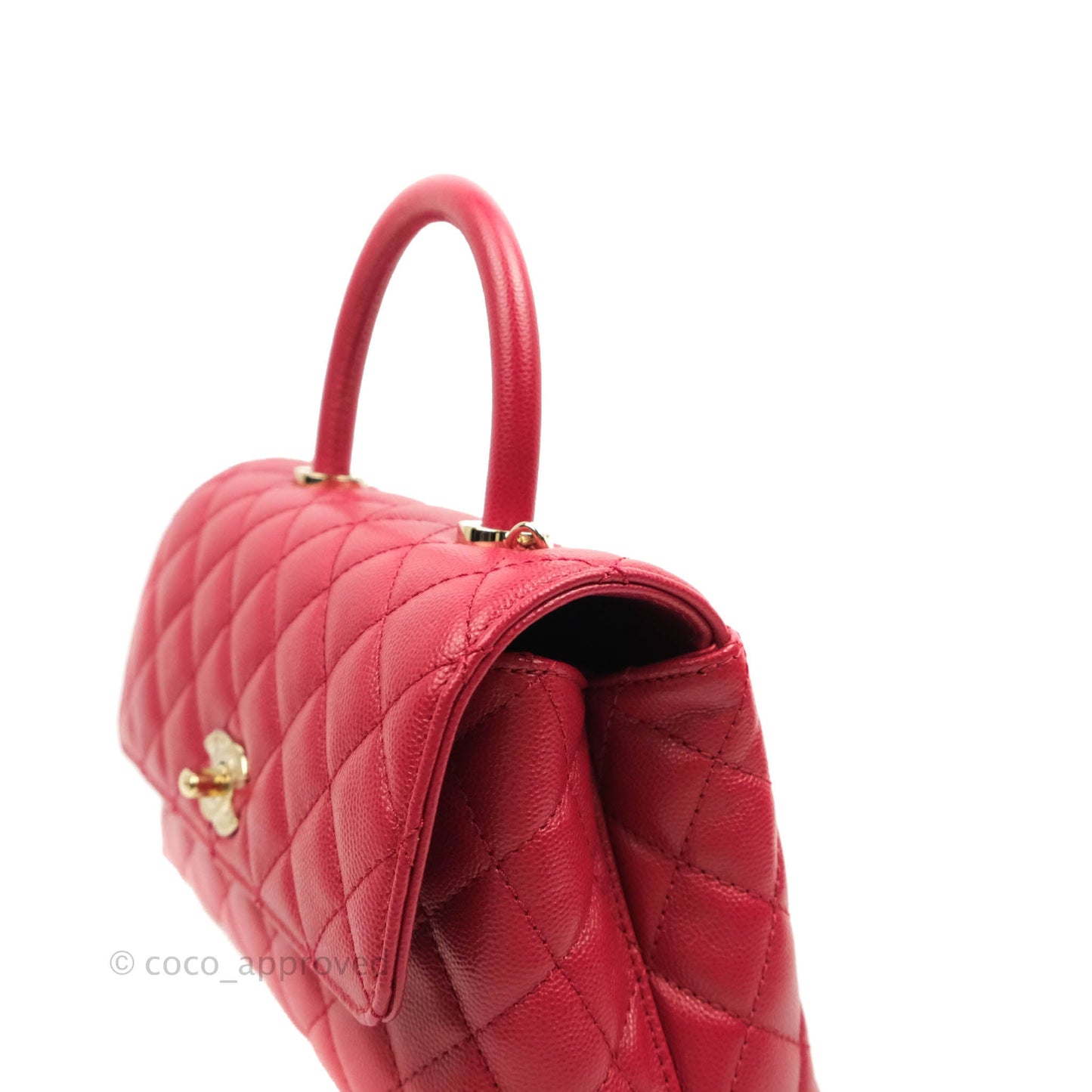 Chanel Small (Mini) Coco Handle Quilted Rosy Red Caviar Gold Hardware 21A