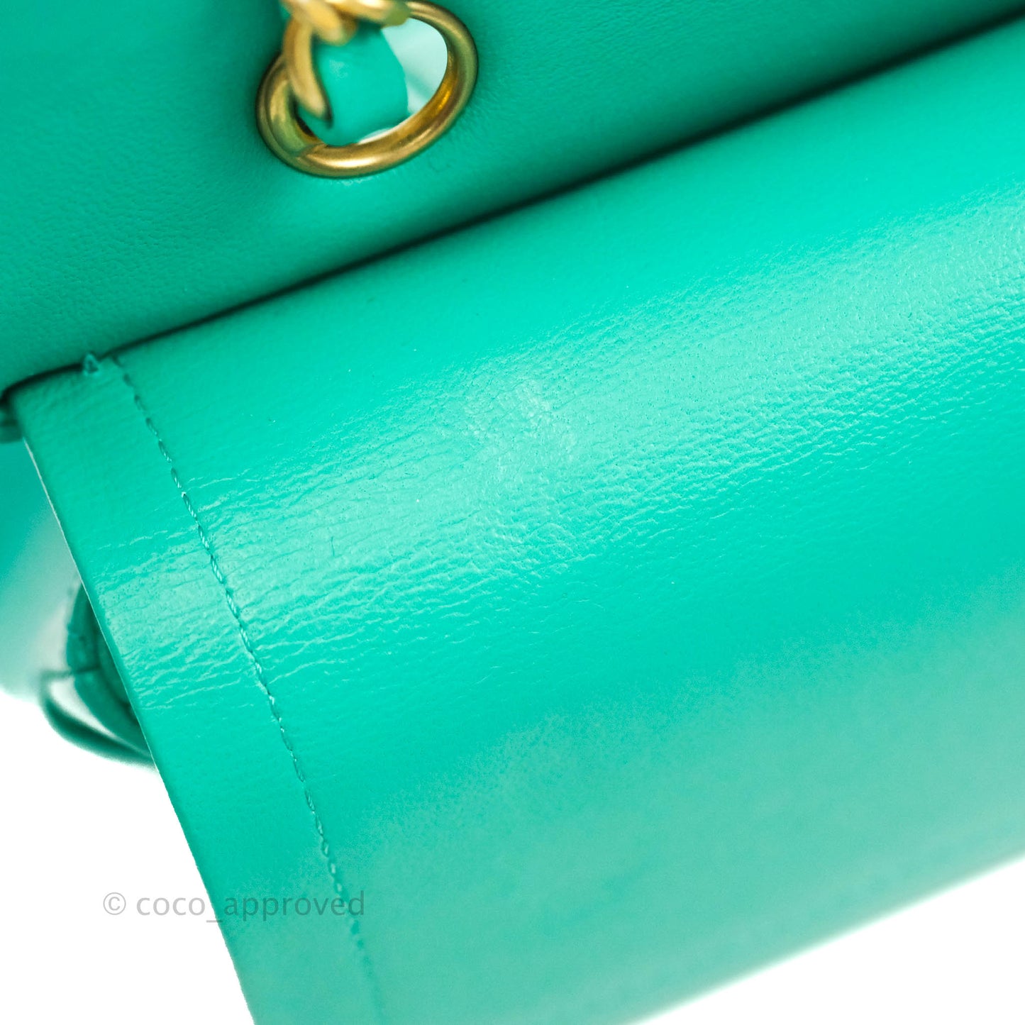Chanel Quilted M/L Medium Double Flap Green Lambskin Aged Gold Hardware 19S