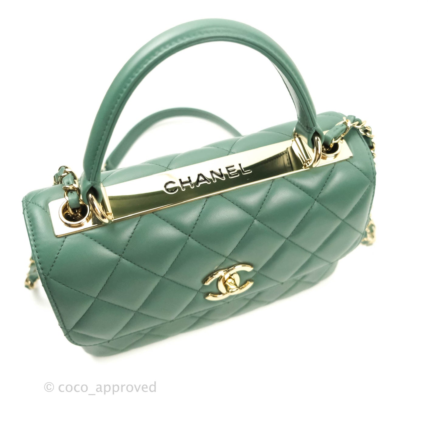 Chanel Quilted Trendy CC Small Green Lambskin Gold Hardware