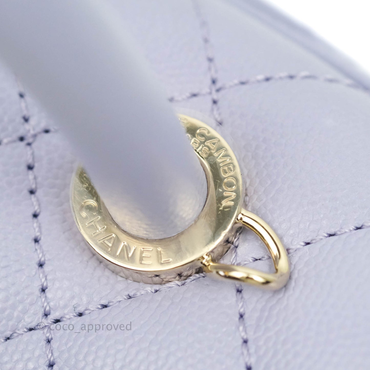 Chanel Mini (Small) Coco Handle Quilted Purple Lilac Caviar Gold Hardware 21K