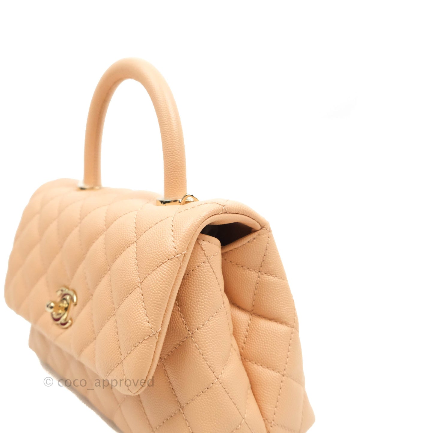 Chanel Mini Coco Handle Light Beige Pink Caviar Gold Hardware