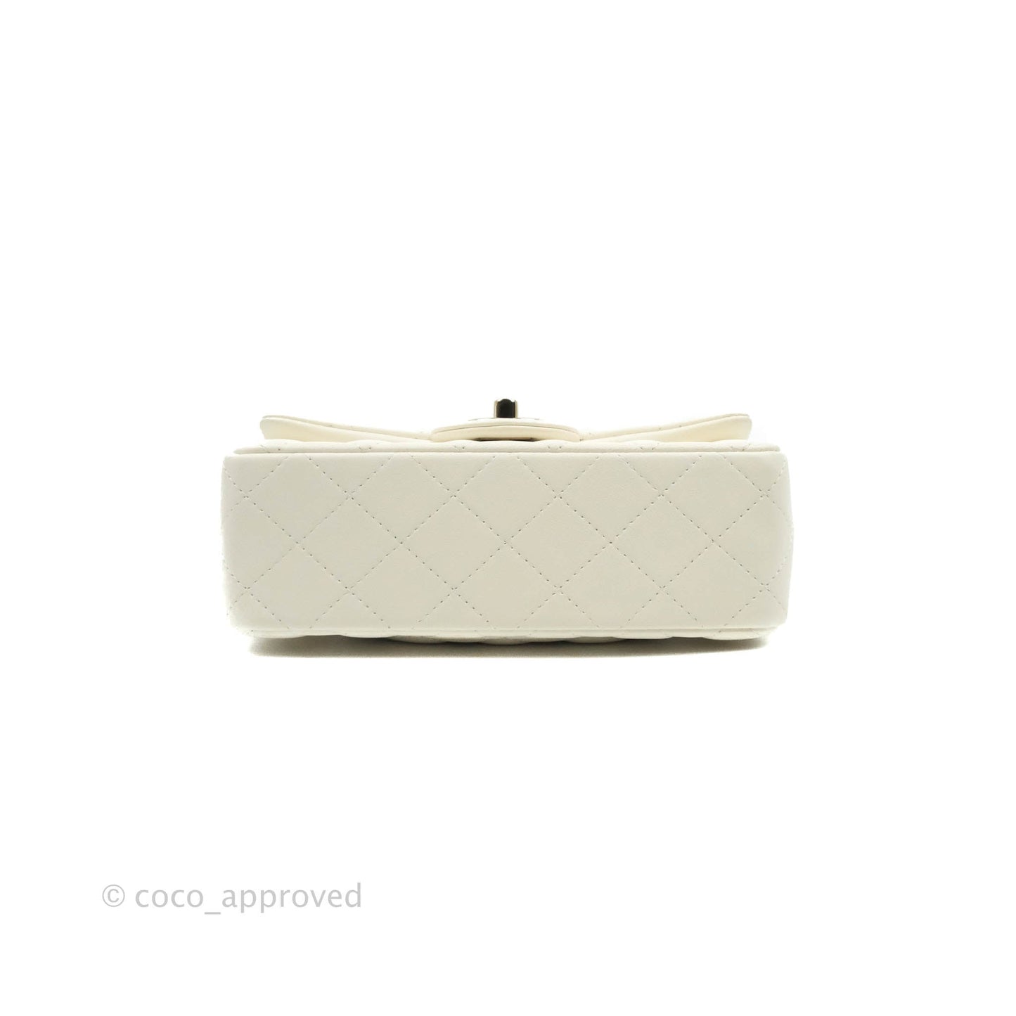 Chanel Quilted Mini Rectangular Flap White Lambskin Gold Hardware