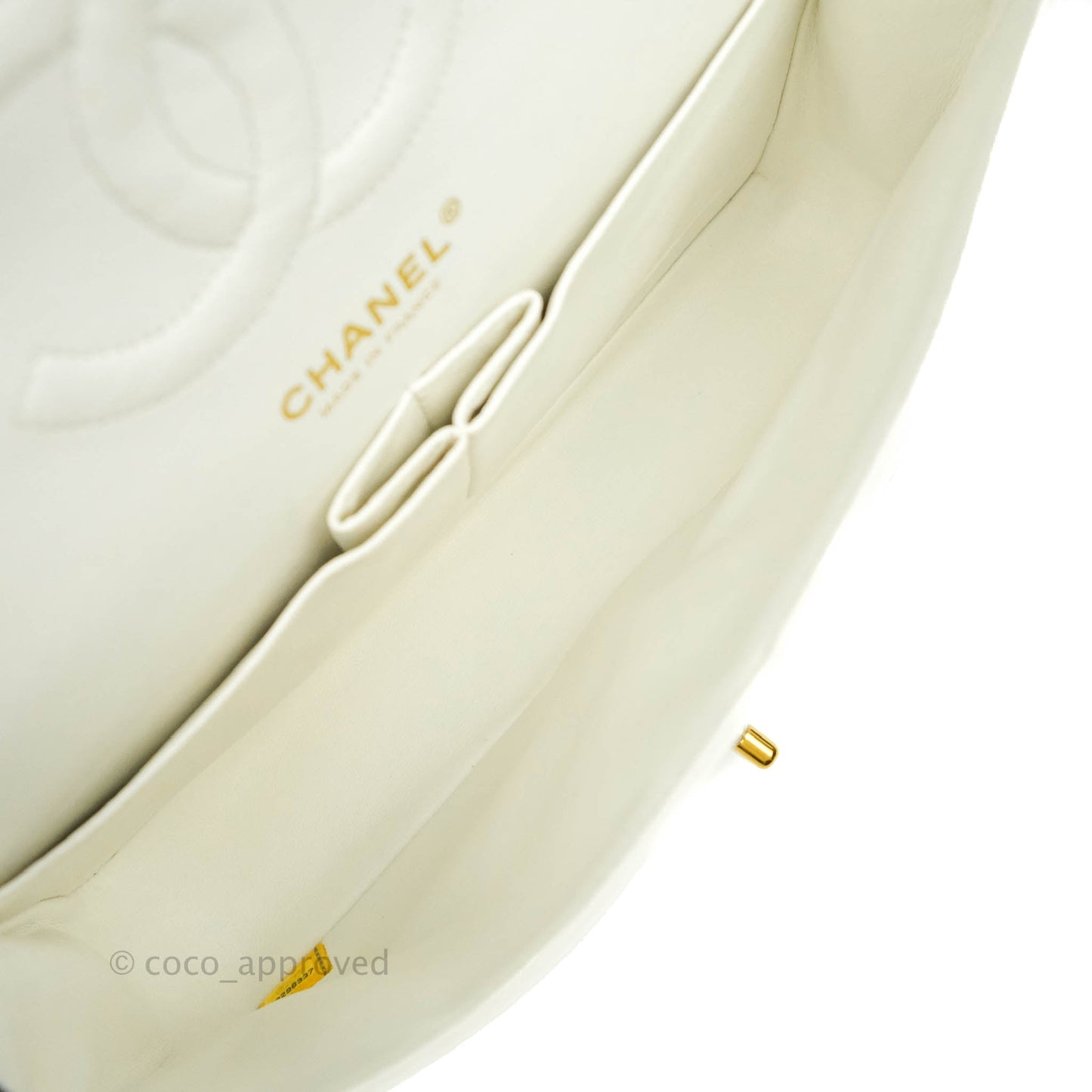 Chanel Quilted M/L Medium Double Flap White Caviar Gold Hardware