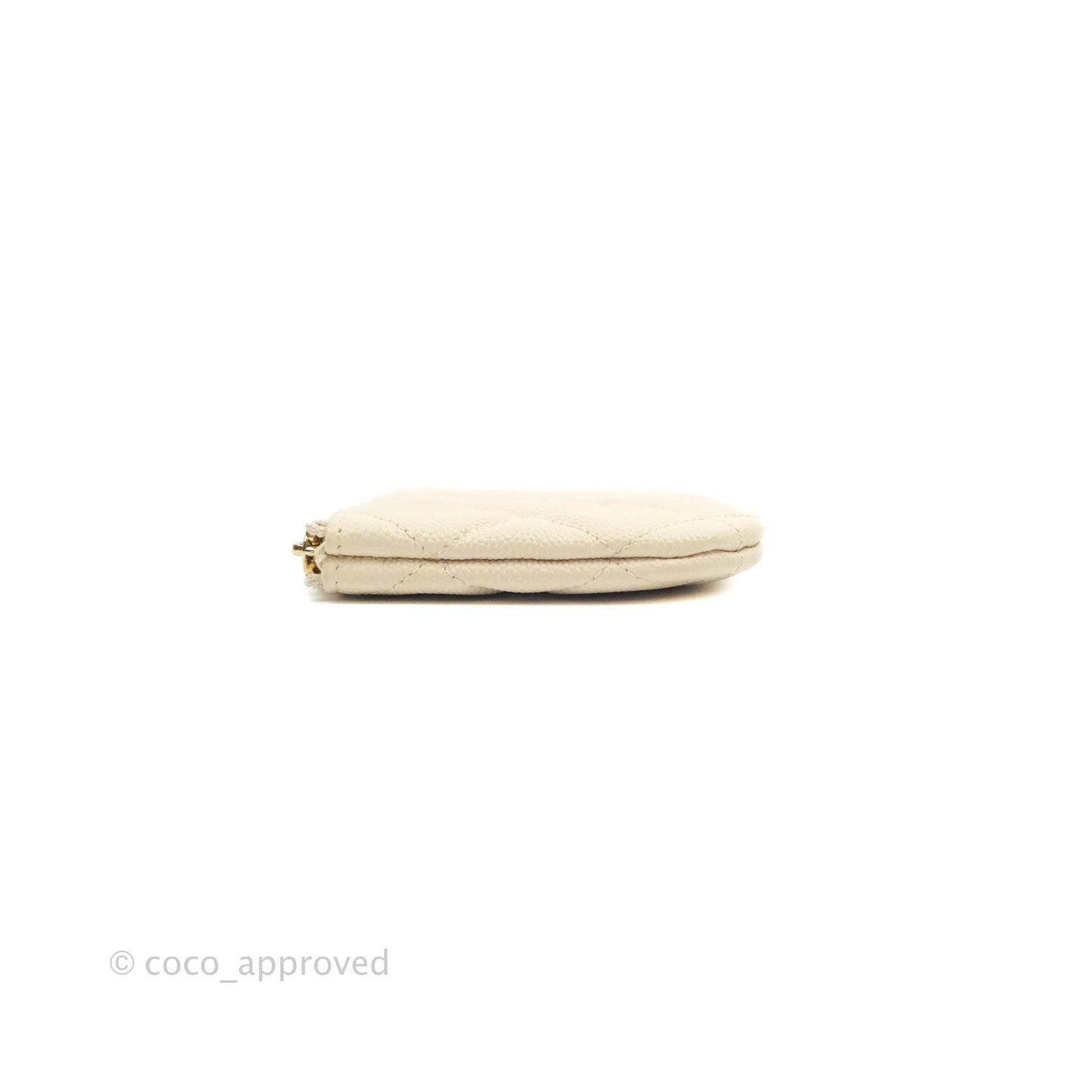 Chanel Mini Quilted O Case Ivory Caviar Gold Hardware