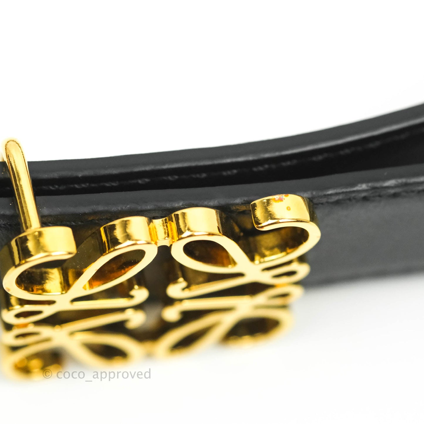 Loewe Anagram Buckle Tan Black Calfskin Reversible Belt