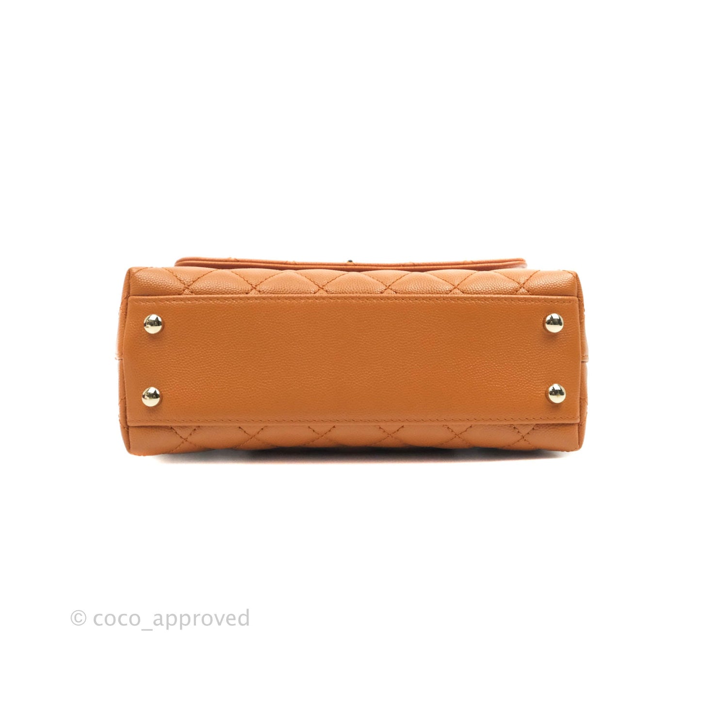 Chanel Small (Mini) Coco Handle Quilted Caramel Brown Caviar Gold Hardware 21A