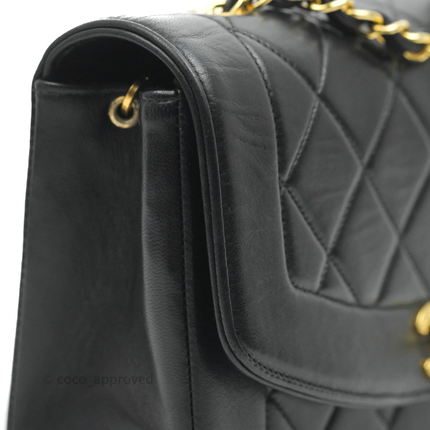 Chanel Vintage Small Classic Diana Flap Bag Black Lambskin 24K Gold Hardware
