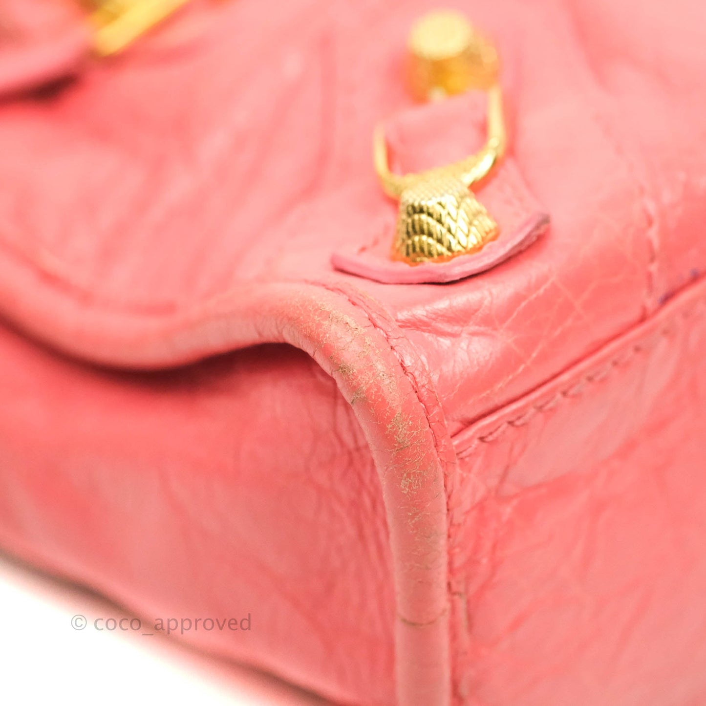 Balenciaga Classic Mini City Bag Pink Aged Calfskin Gold Hardware
