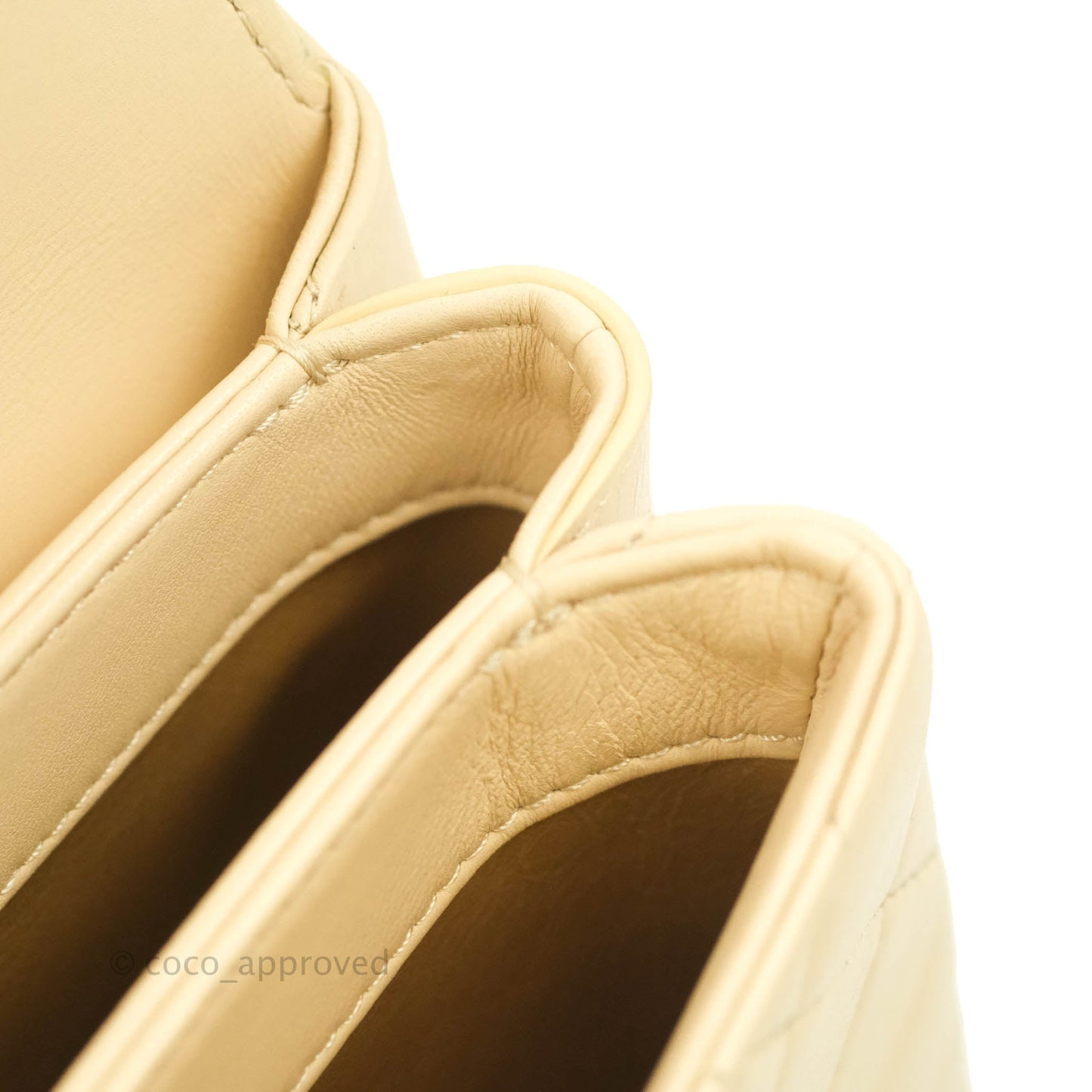 Chanel Top Handle Flap Bag Light Beige Lambskin Aged Gold Hardware