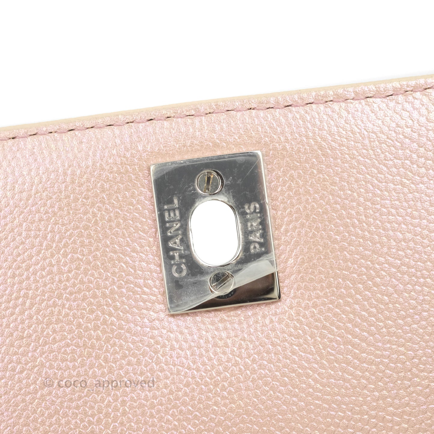 Chanel Mini Coco Handle Iridescent Pink Caviar Rainbow Hardware