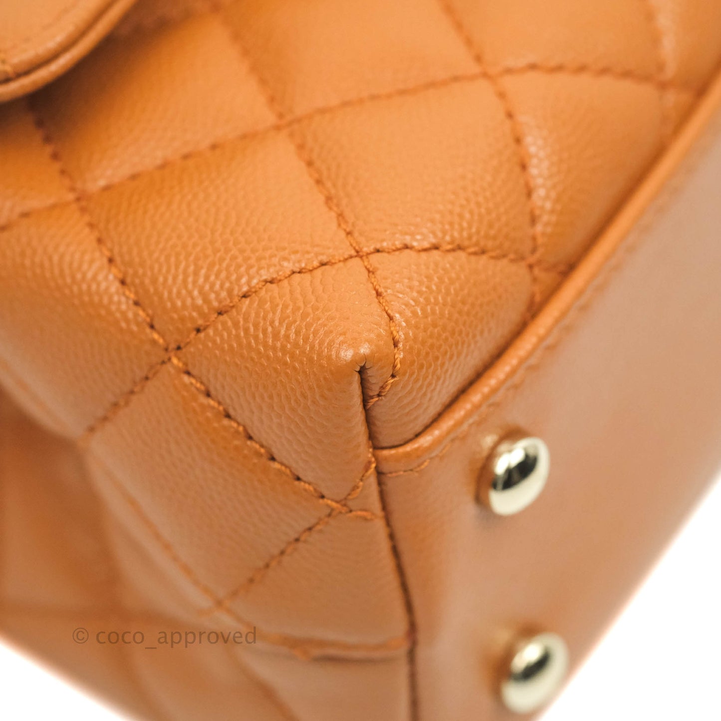 Chanel Small (Mini) Coco Handle Quilted Caramel Brown Caviar Gold Hardware 21A