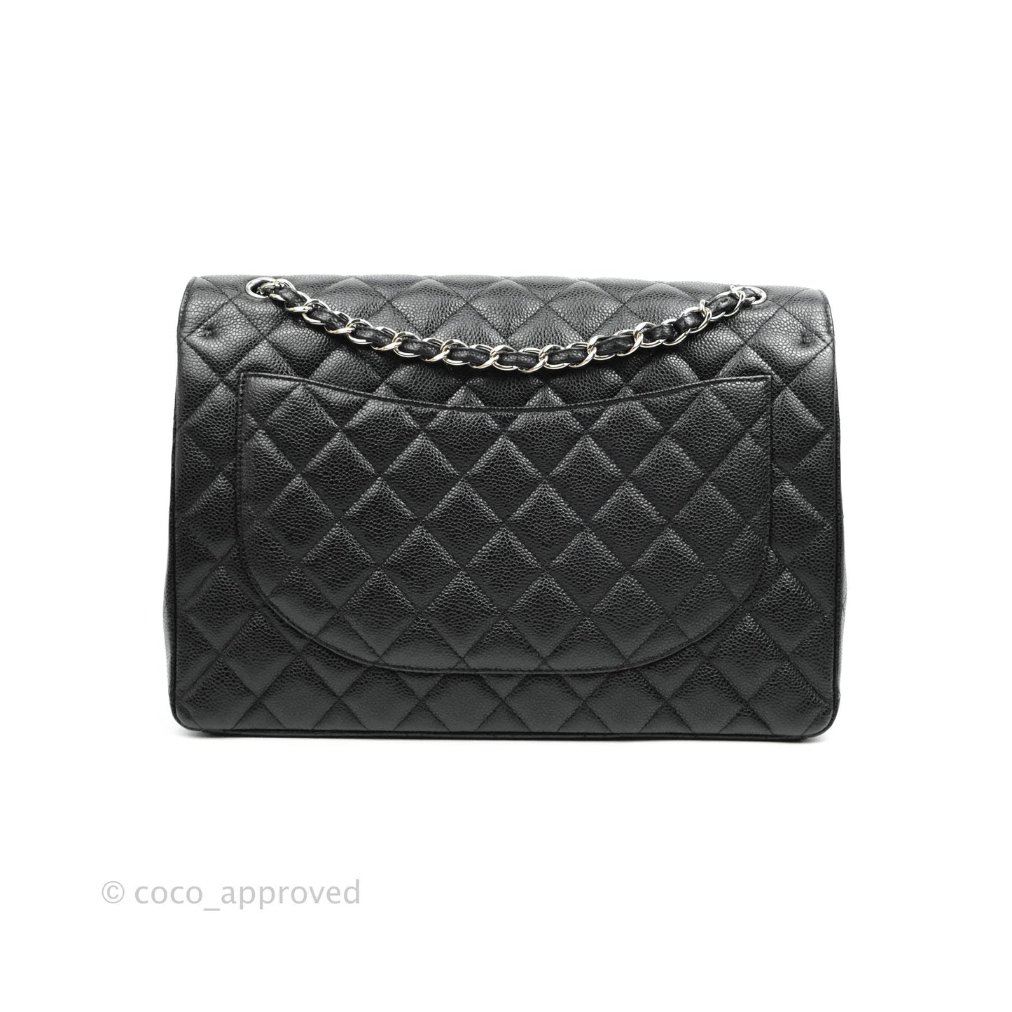Chanel Quilted Maxi Double Flap Black Caviar Silver Hardware