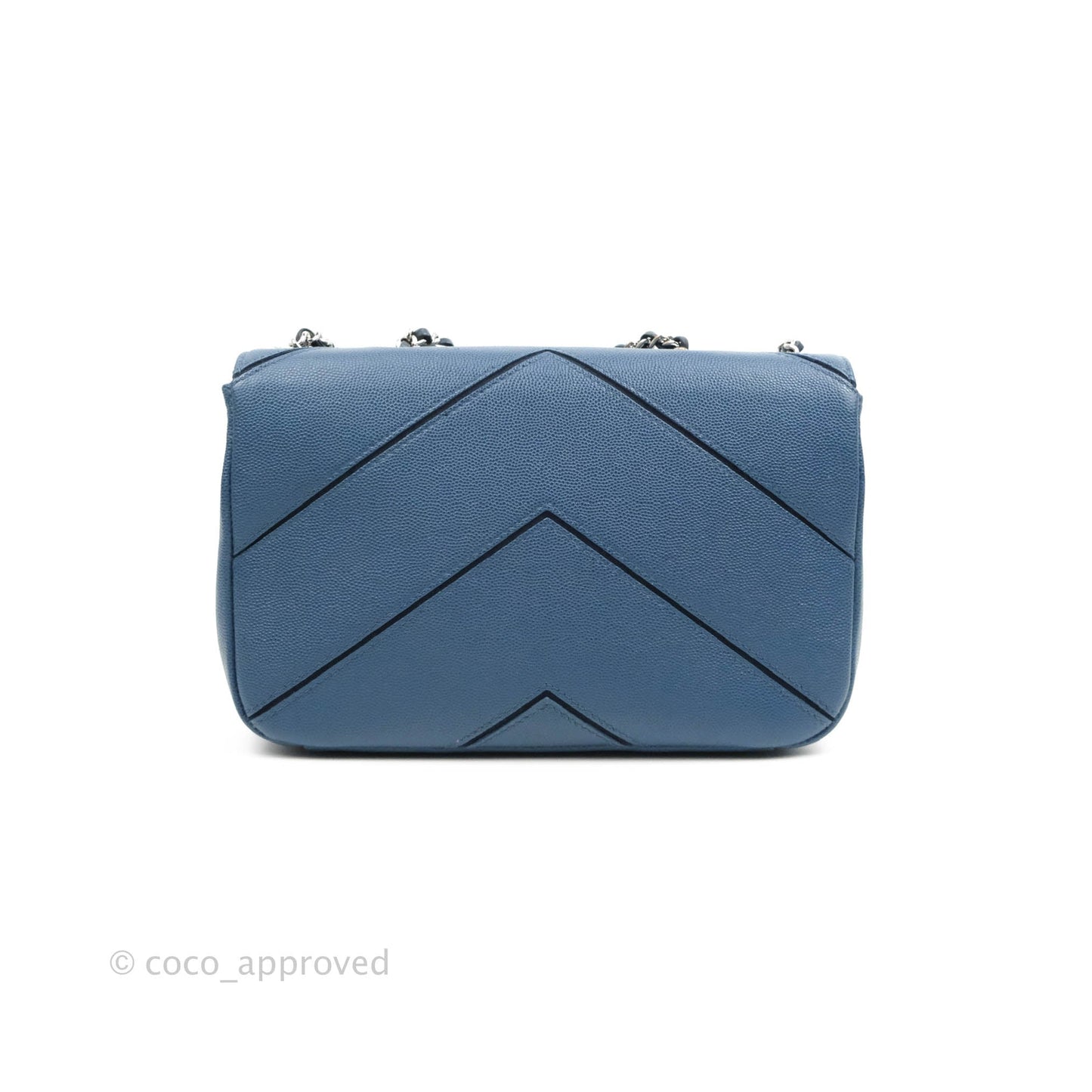 Chanel CC Chevron Flap Bag Navy Caviar Silver Hardware