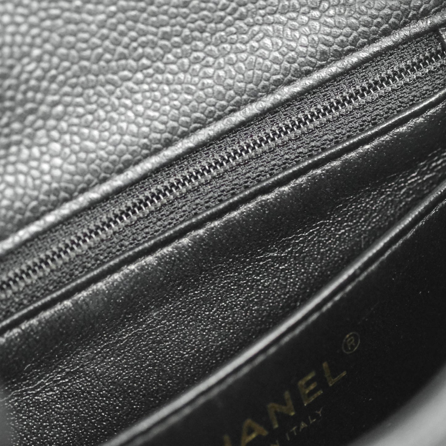 Chanel Quilted Mini Square Iridescent Black Caviar Matte Gold Hardware