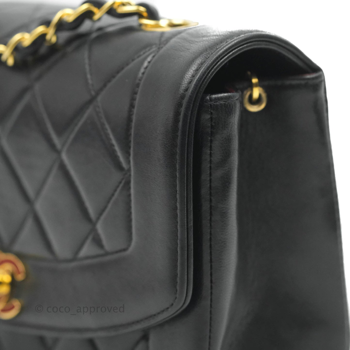 Chanel Vintage Small Classic Diana Flap Bag Black Lambskin 24K Gold Hardware