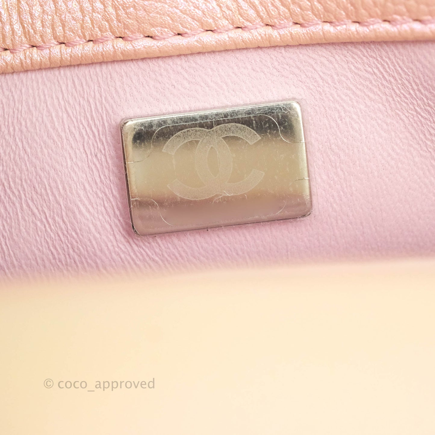 Chanel Mini Coco Handle Iridescent Pink Caviar Rainbow Hardware