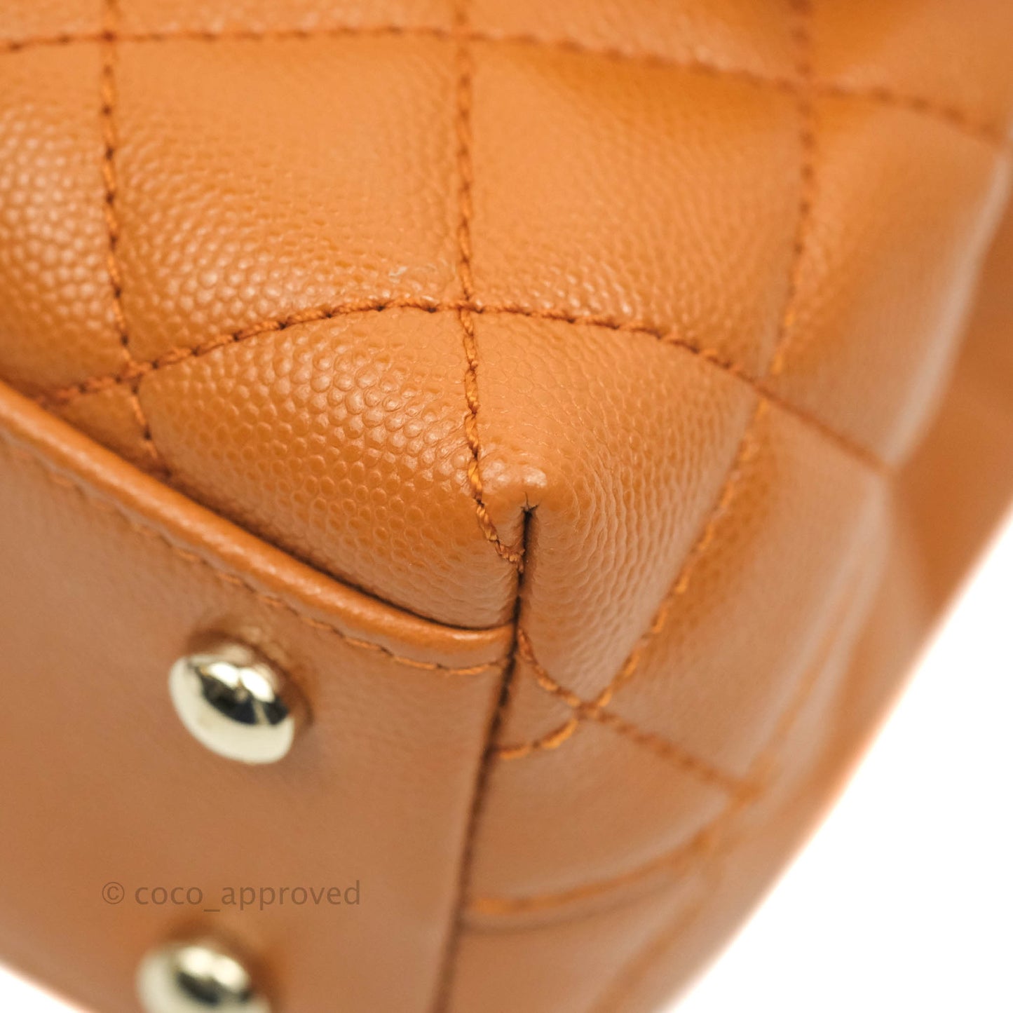 Chanel Small (Mini) Coco Handle Quilted Caramel Brown Caviar Gold Hardware 21A