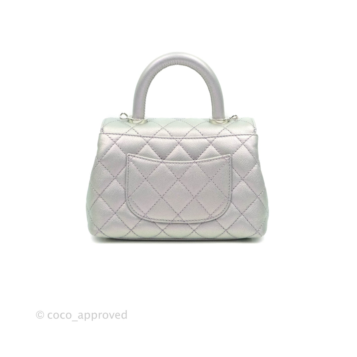 Chanel Extra Mini Coco Handle Quilted Iridescent Lilac Caviar Rainbow Hardware