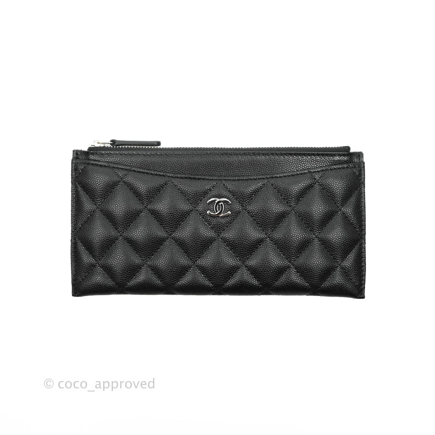 Chanel O Case Phone Case Pouch Card Holder Black Caviar Silver Hardware