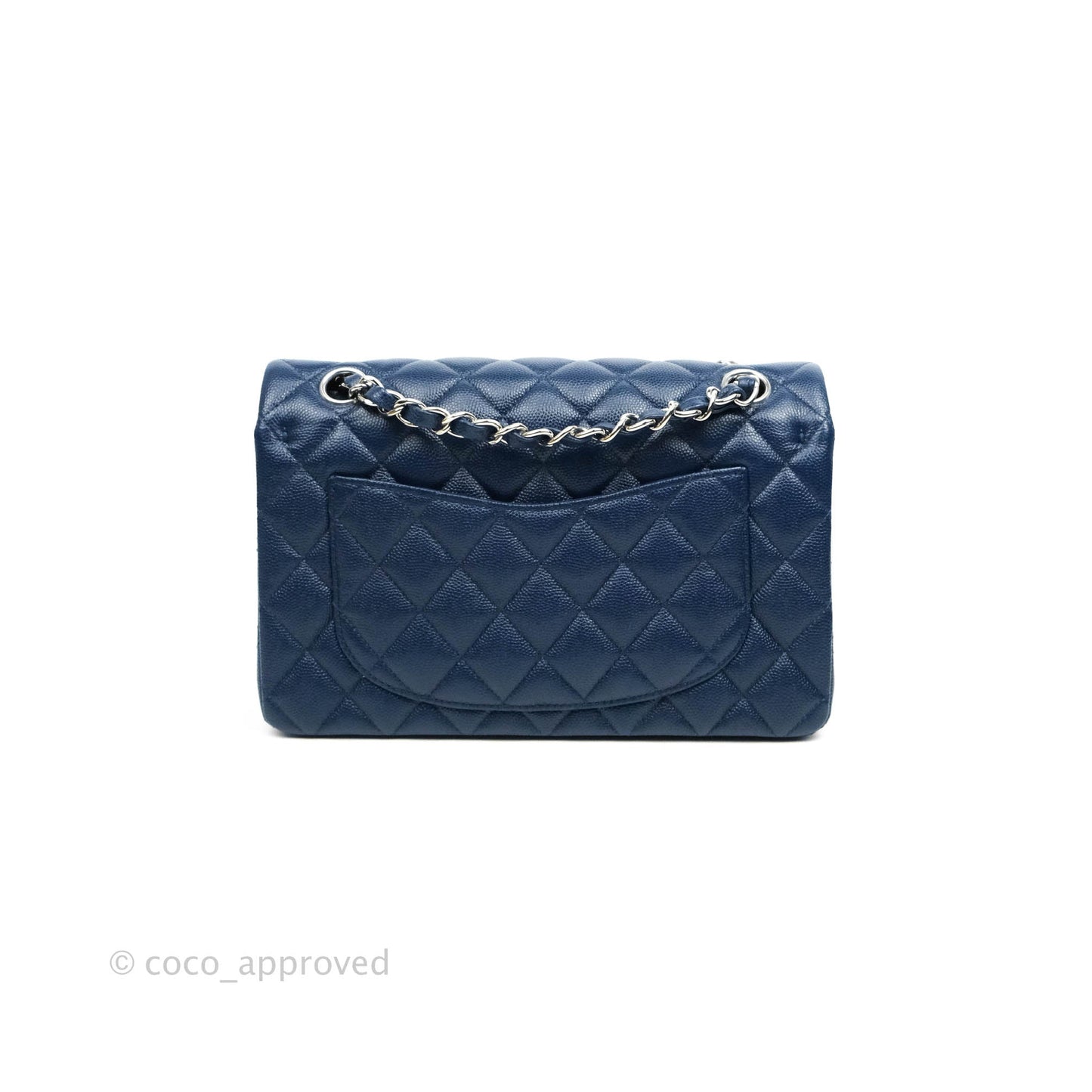 Chanel Classic Small S/M Flap Dark Blue Caviar Silver Hardware 17B