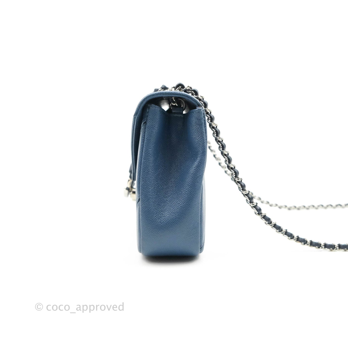 Chanel CC Chevron Flap Bag Navy Caviar Silver Hardware