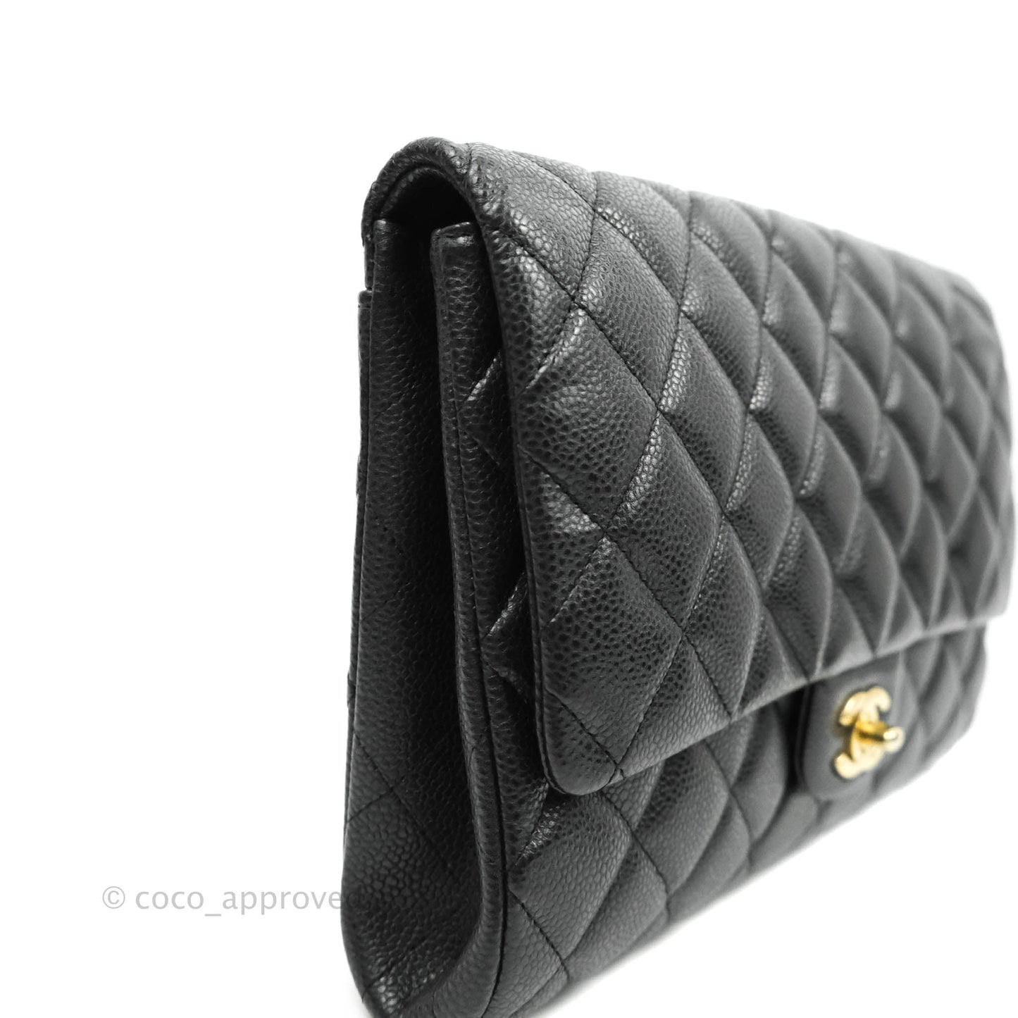 Chanel Quilted Clutch with Chain Caviar Iridescent Black Gold Hardware