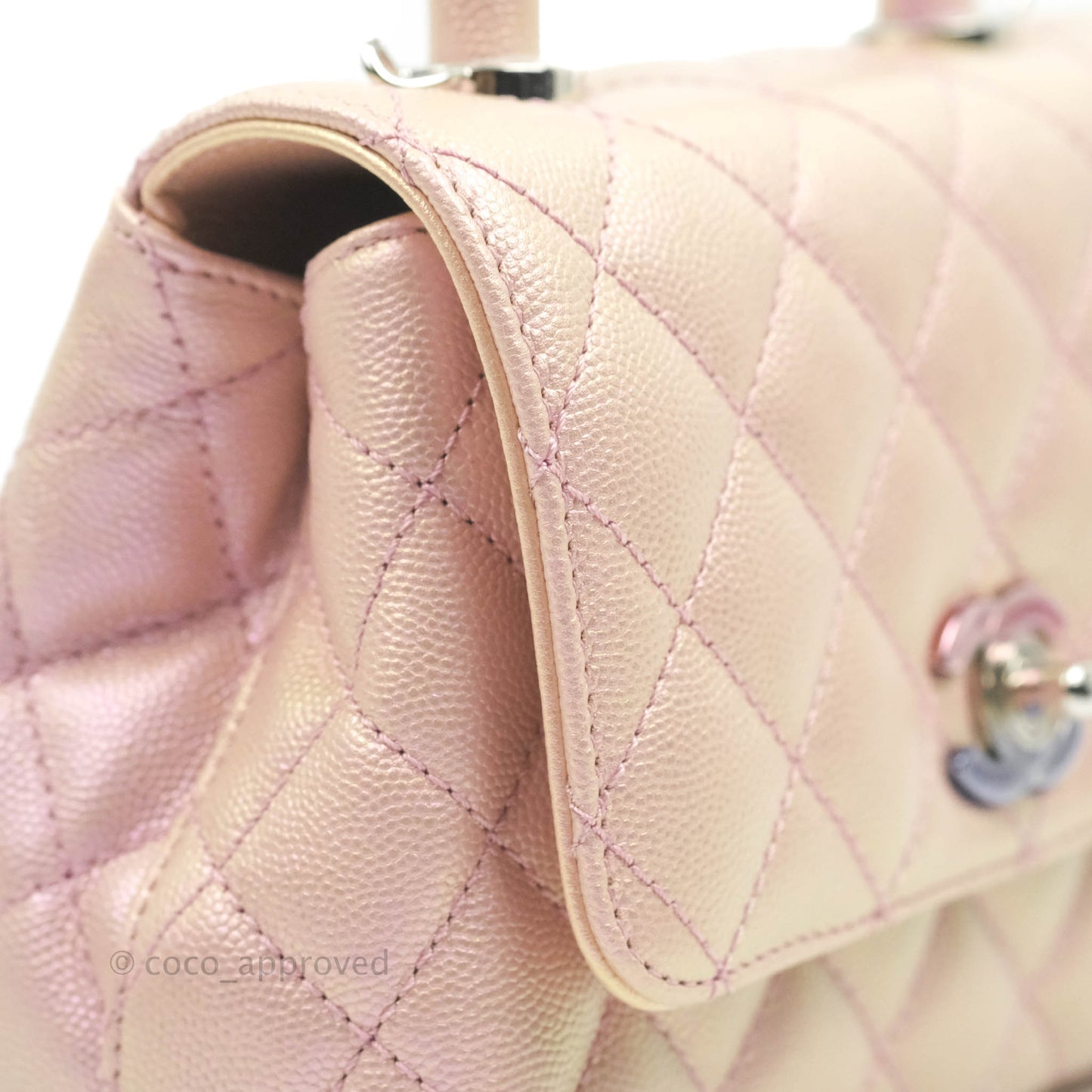 Chanel Mini Coco Handle Iridescent Pink Caviar Rainbow Hardware