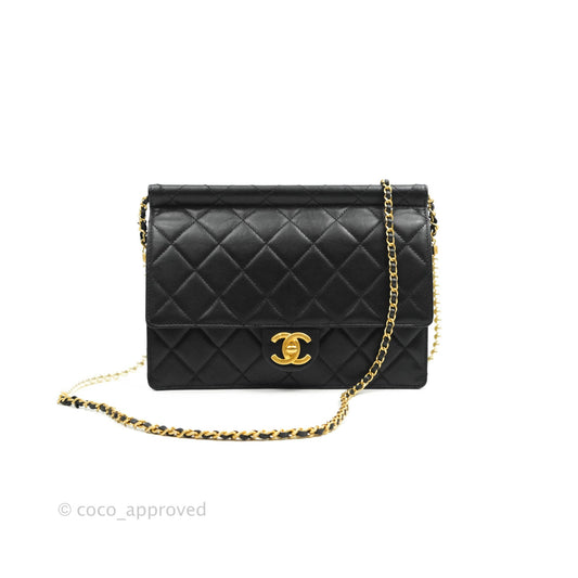 Chanel Large Quilted Pearl Chain Flap Bag Black Lambskin Aged Gold Hardware 19S