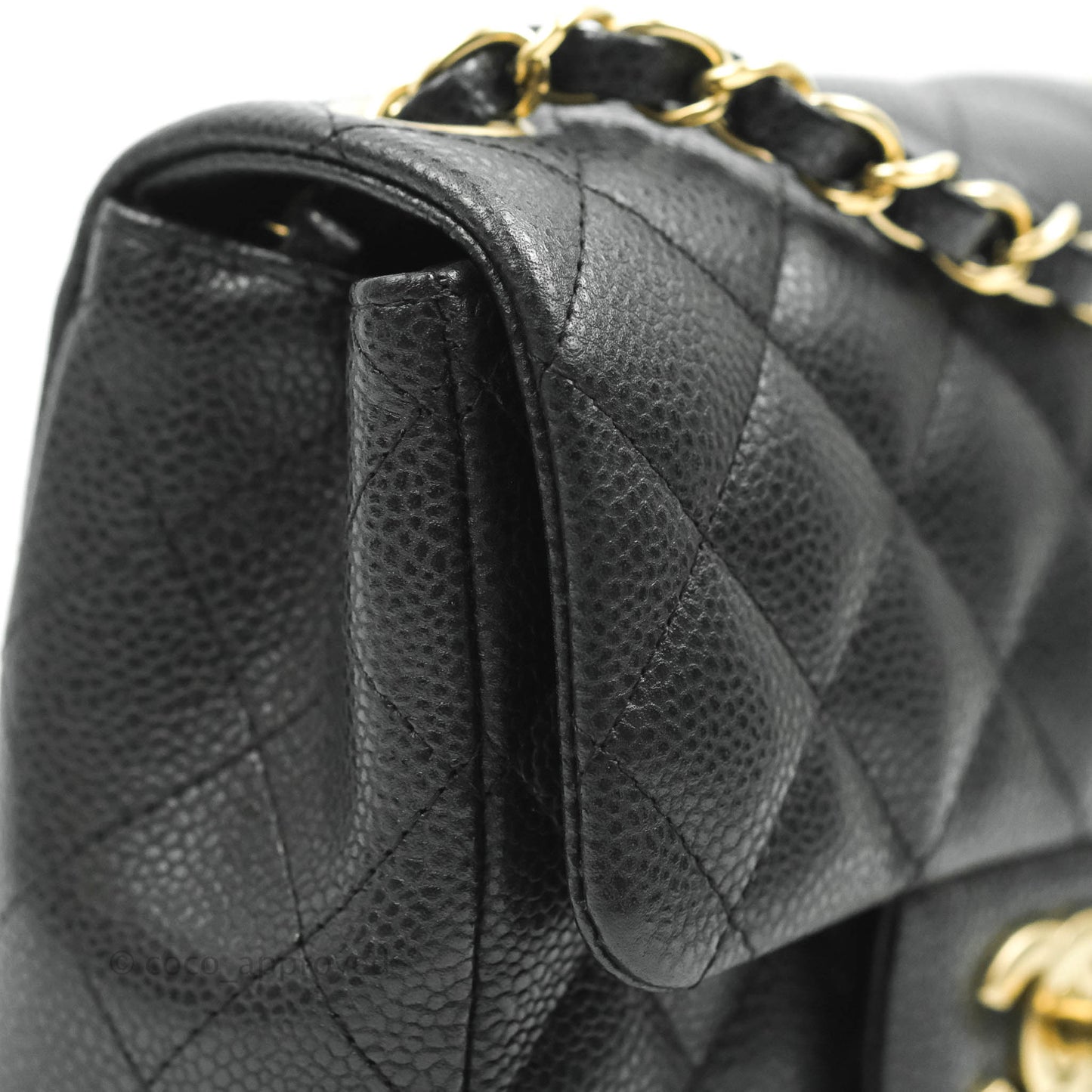 Chanel Quilted Mini Square Iridescent Black Caviar Matte Gold Hardware