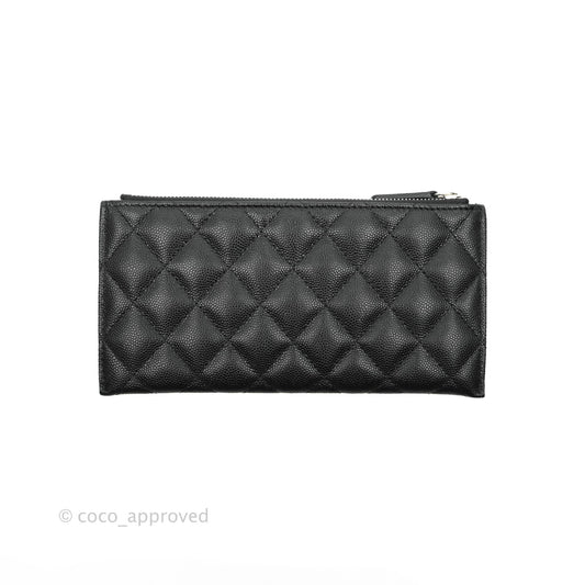 Chanel O Case Phone Case Pouch Card Holder Black Caviar Silver Hardware