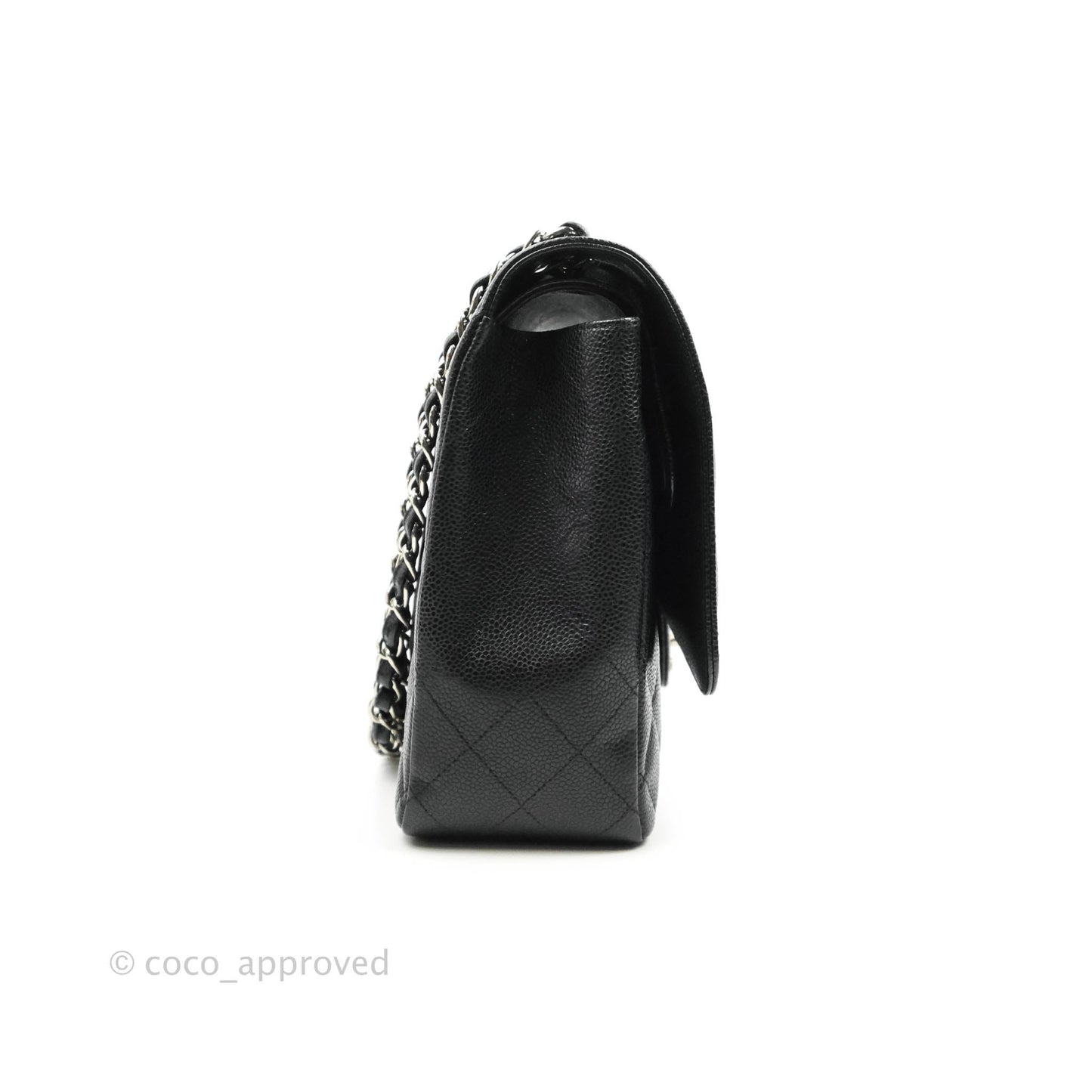 Chanel Quilted Maxi Double Flap Black Caviar Silver Hardware