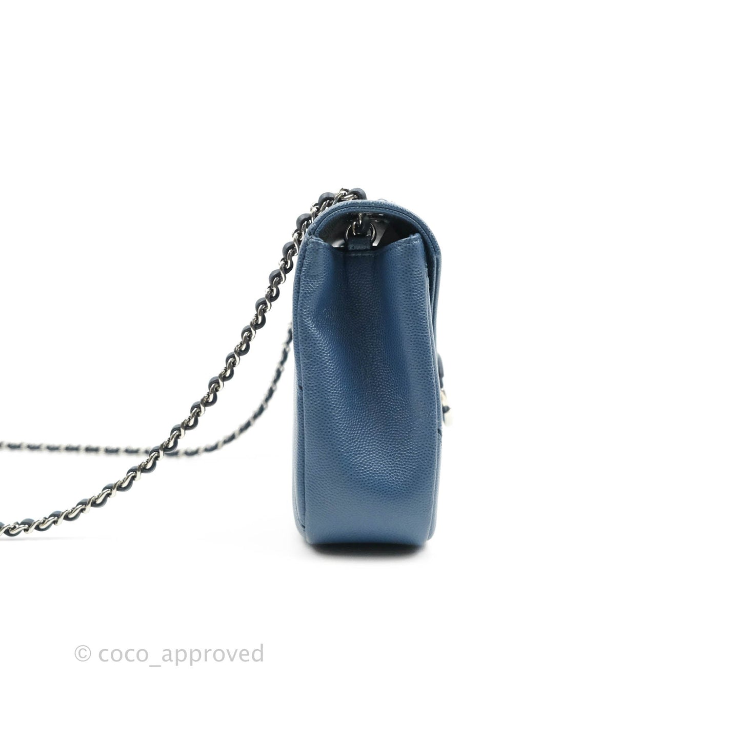 Chanel CC Chevron Flap Bag Navy Caviar Silver Hardware