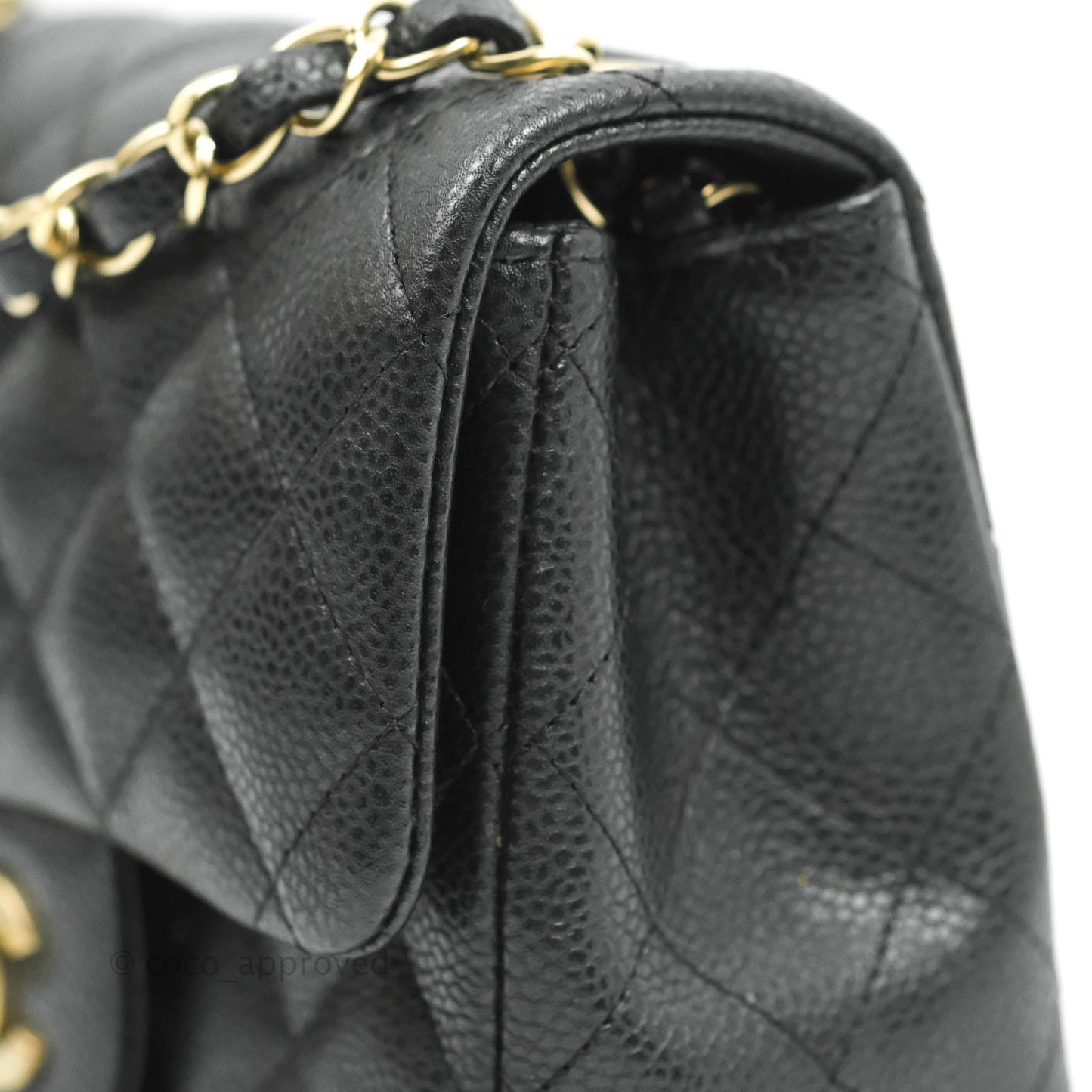 Chanel Quilted Mini Square Iridescent Black Caviar Matte Gold Hardware