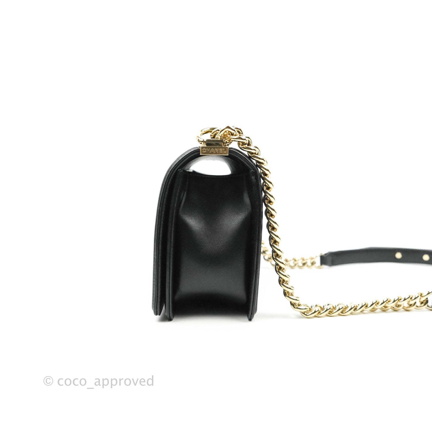 Chanel Medium Chevron Boy Black Lambskin Gold Hardware