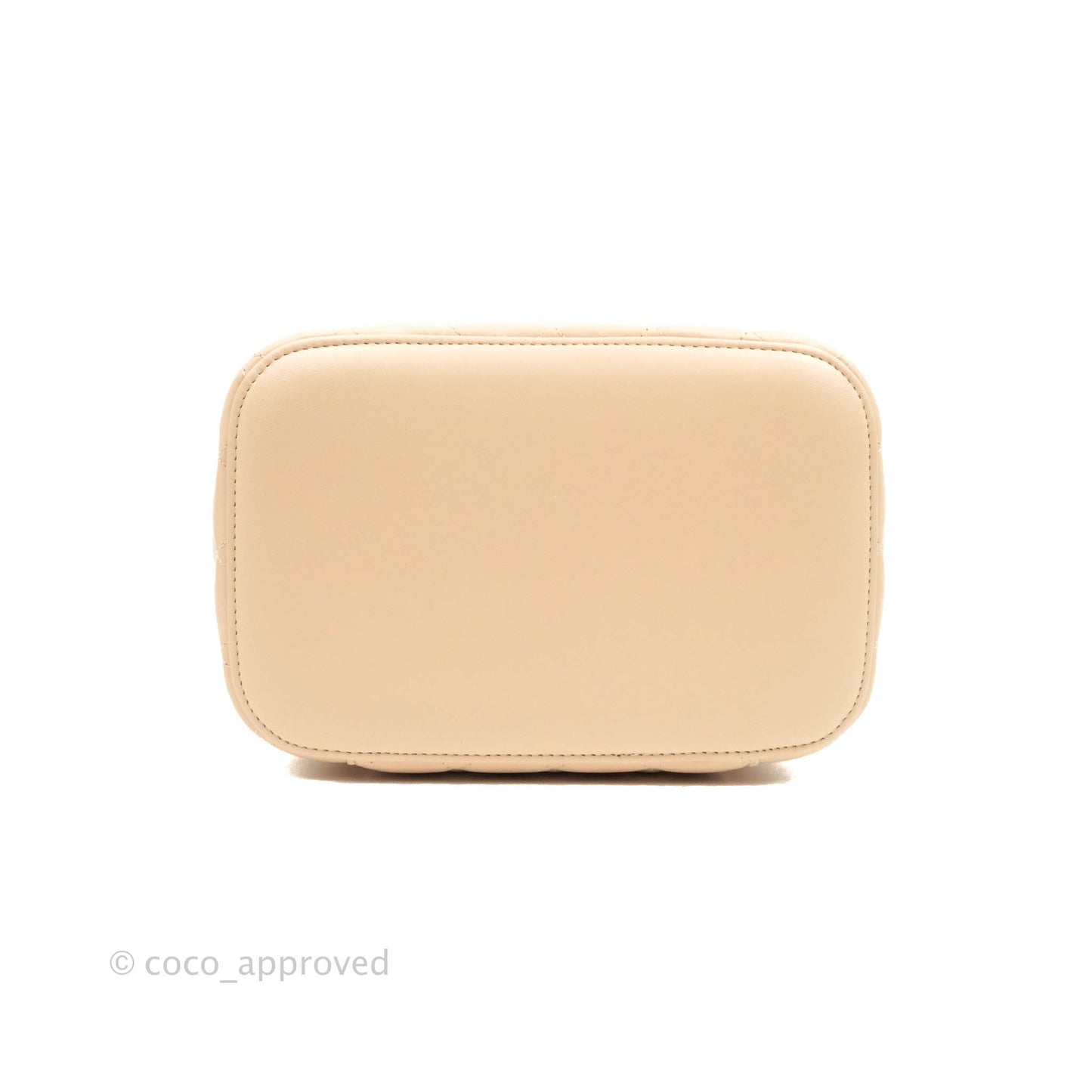 Chanel Classic Vanity Pouch with Handle Light Beige Lambskin Gold Hardware