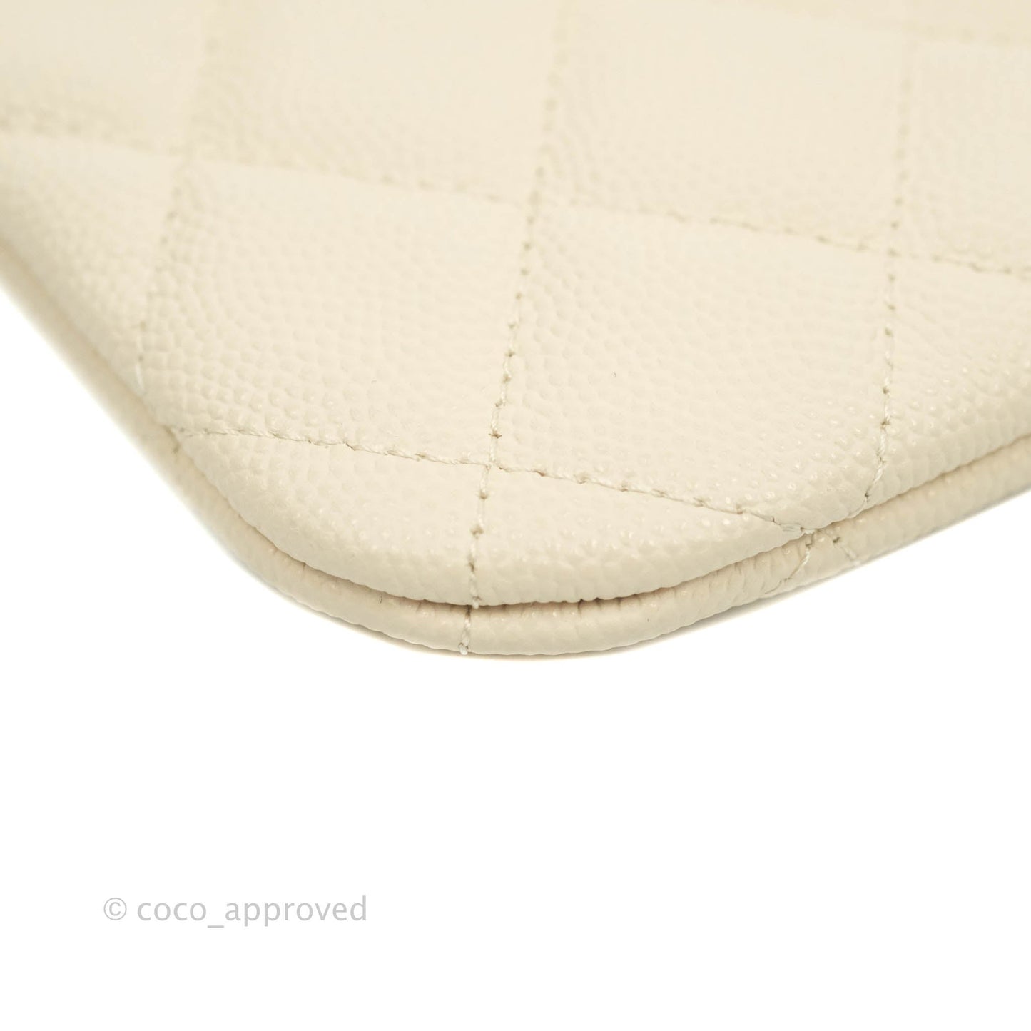 Chanel Mini Quilted O Case Ivory Caviar Gold Hardware