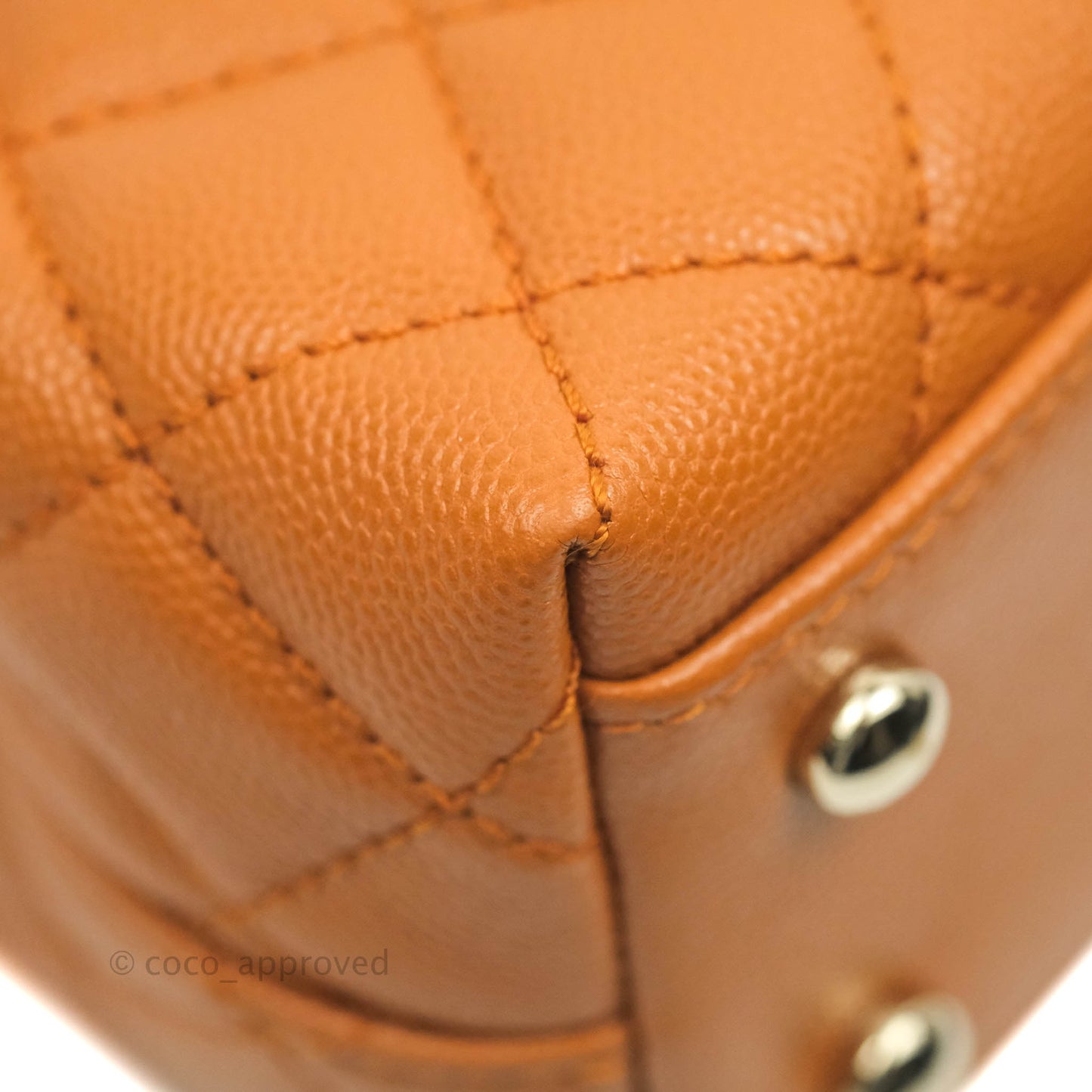 Chanel Small (Mini) Coco Handle Quilted Caramel Brown Caviar Gold Hardware 21A