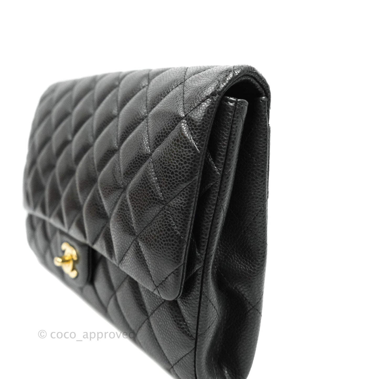 Chanel Quilted Clutch with Chain Caviar Iridescent Black Gold Hardware