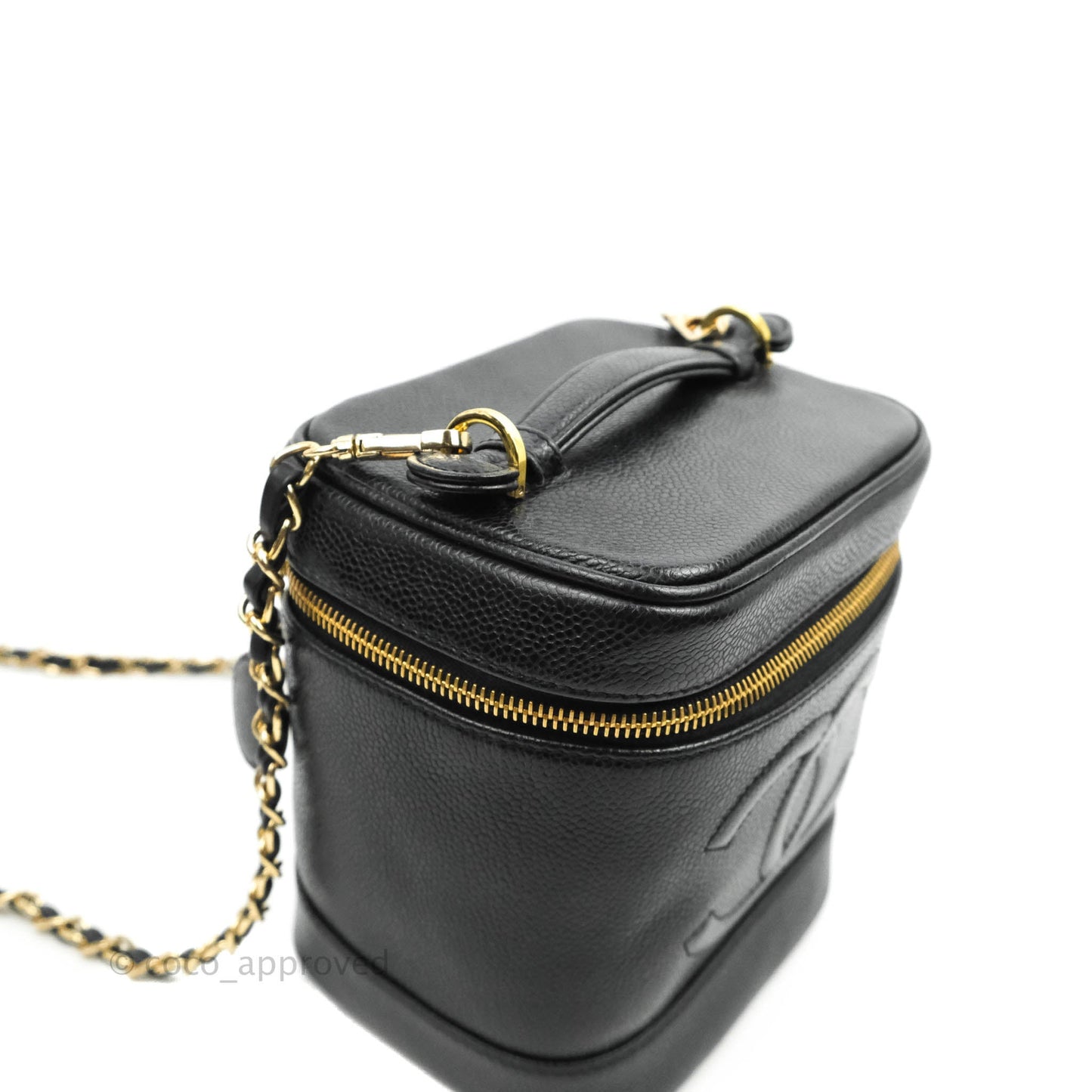 Chanel Vintage Vanity Case Black Caviar Gold Hardware