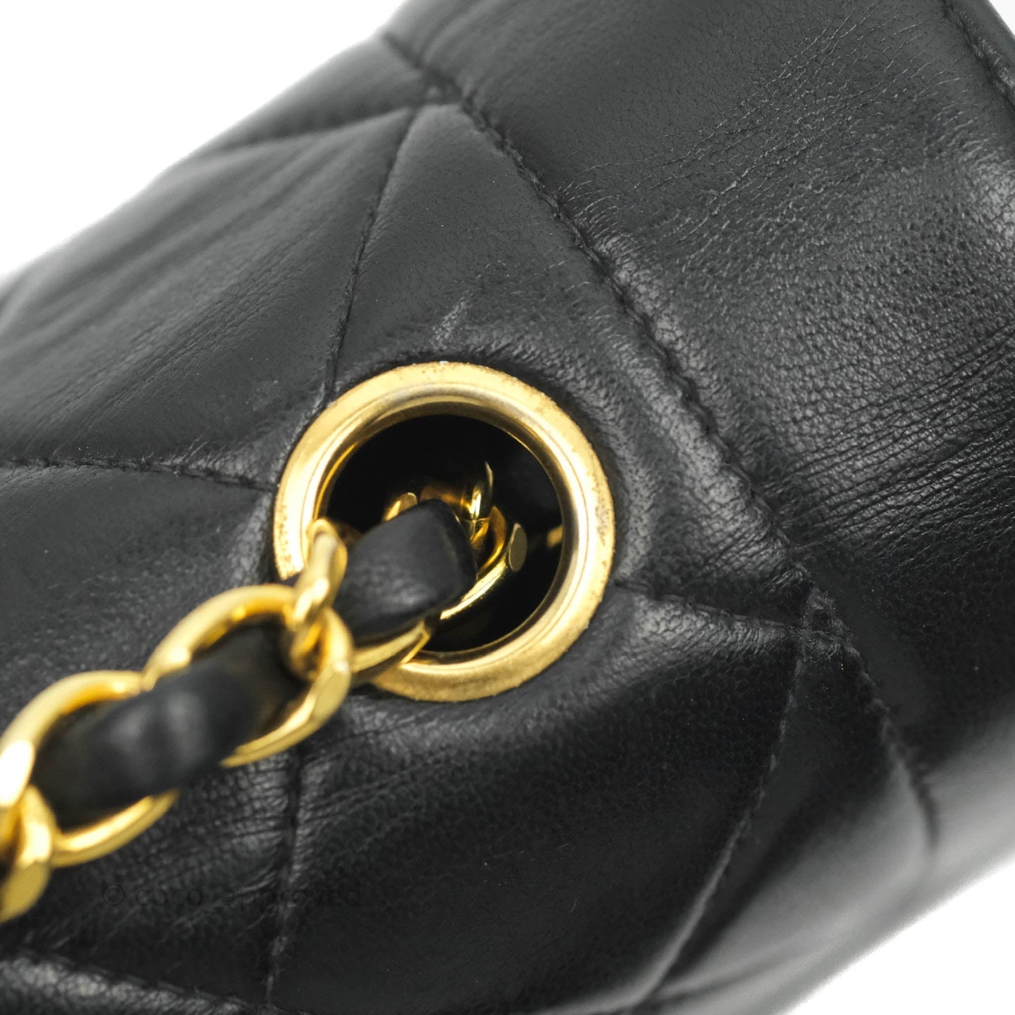Chanel Vintage Small Classic Diana Flap Bag Black Lambskin 24K Gold Hardware