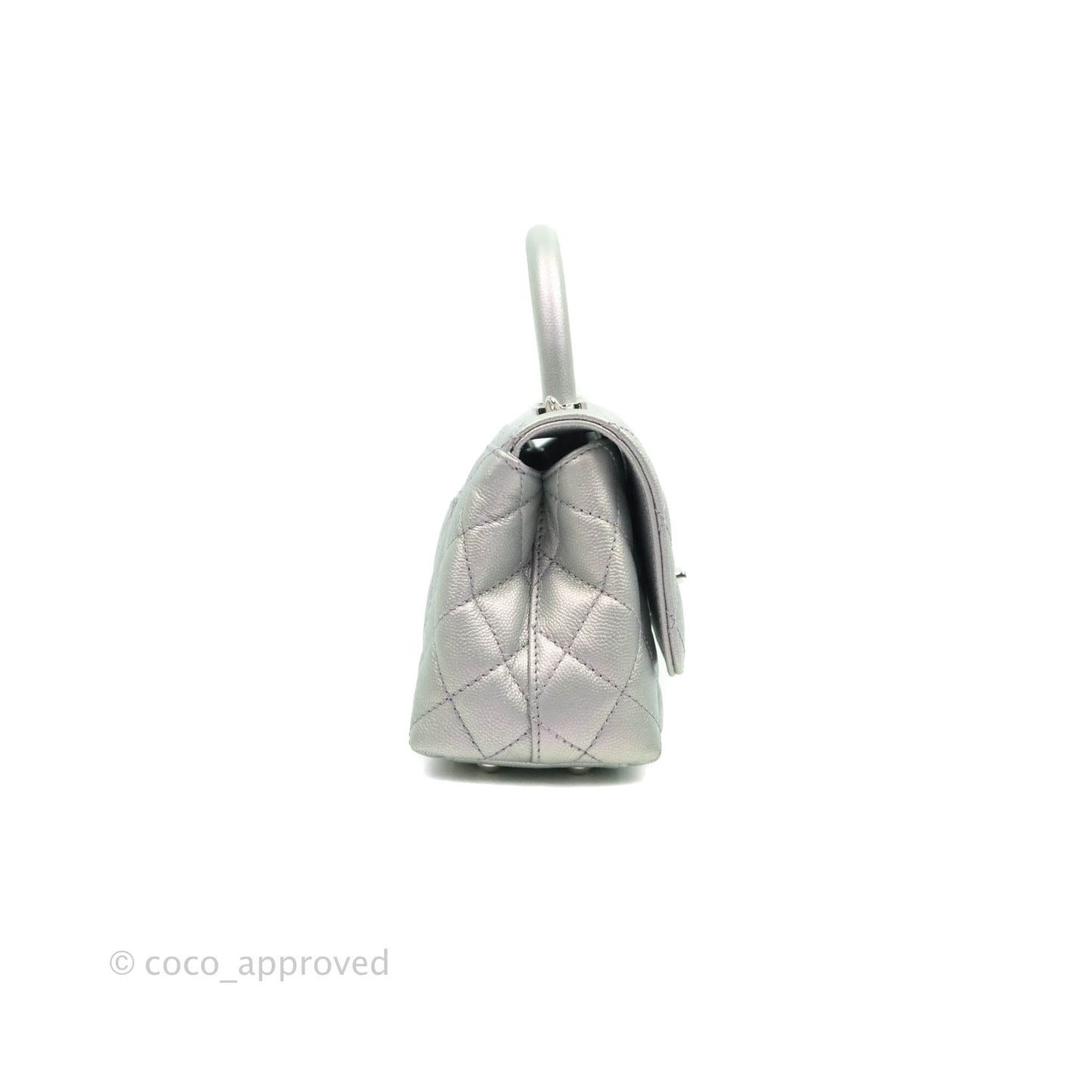 Chanel Extra Mini Coco Handle Quilted Iridescent Lilac Caviar Rainbow Hardware