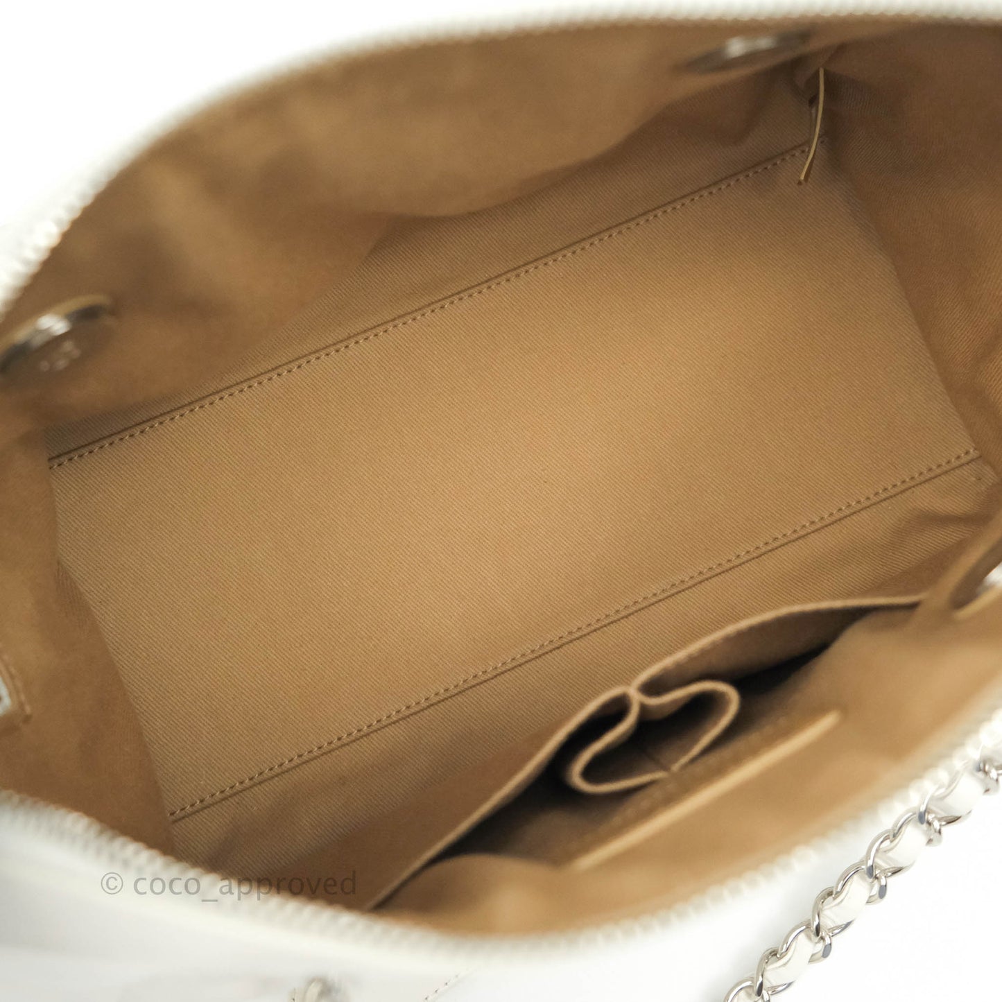 Chanel Calfskin Small Bowling Bag White Silver Hardware
