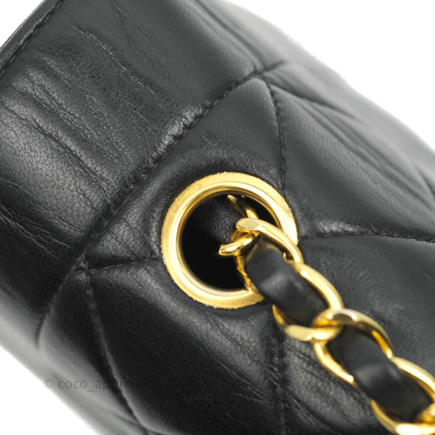 Chanel Vintage Small Classic Diana Flap Bag Black Lambskin 24K Gold Hardware