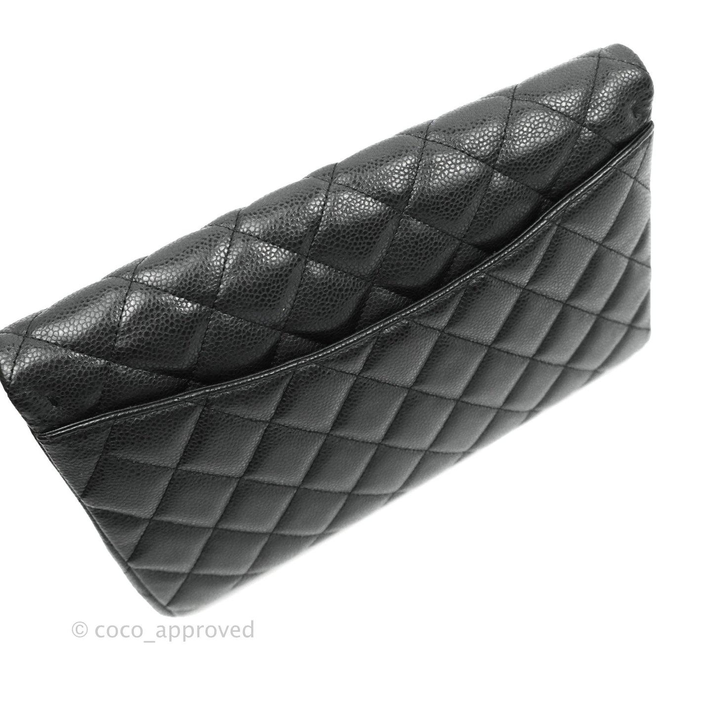 Chanel Quilted Clutch with Chain Caviar Iridescent Black Gold Hardware
