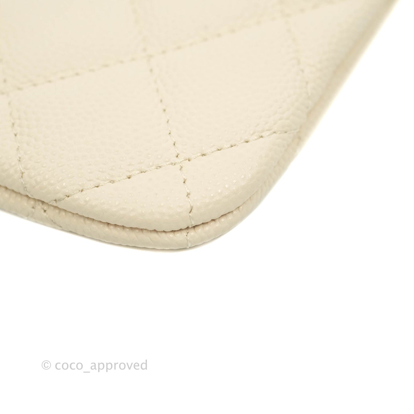 Chanel Mini Quilted O Case Ivory Caviar Gold Hardware