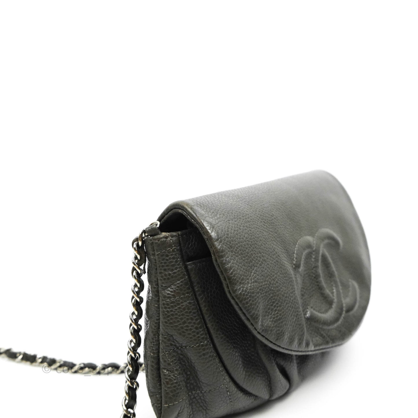 Chanel Wallet on Chain Dark Grey Caviar Silver Hardware