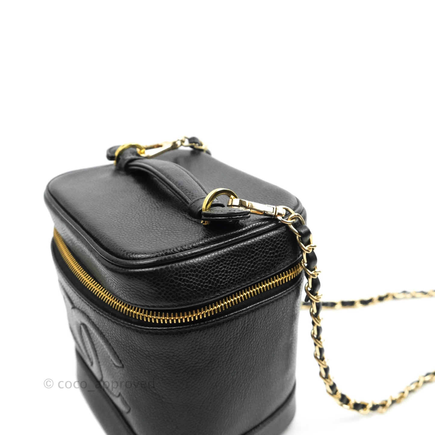 Chanel Vintage Vanity Case Black Caviar Gold Hardware