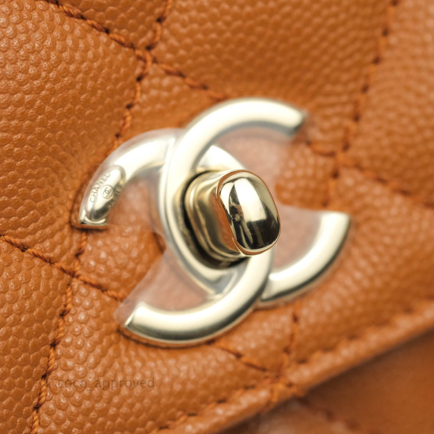 Chanel Small (Mini) Coco Handle Quilted Caramel Brown Caviar Gold Hardware 21A