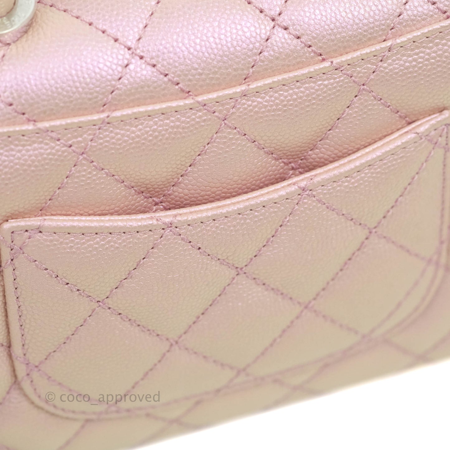 Chanel Mini Coco Handle Iridescent Pink Caviar Rainbow Hardware